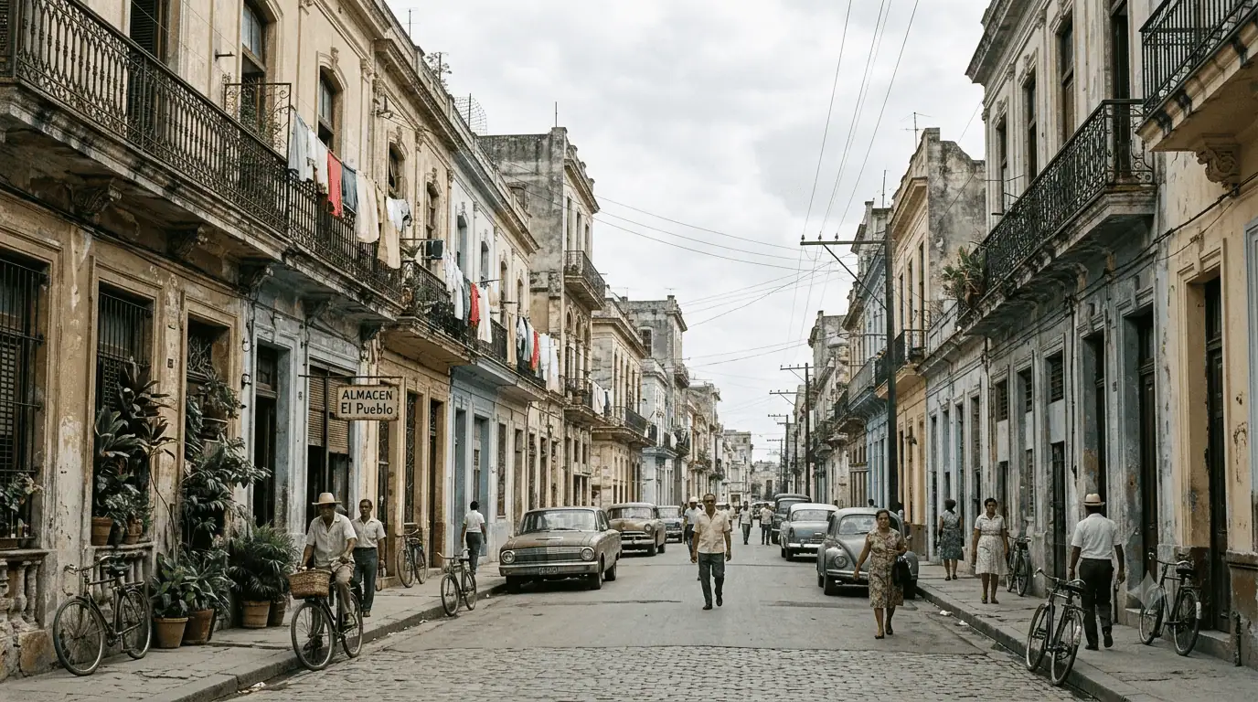 Here is an SEO-optimized, concise file name and alt text draft for your featured image: ## Image SEO Details ### **File Name** `latin-american-magical-realism-street.jpg` --- ### **Alt Text** > Documentary-style photography of a vintage Latin American street with weathered colonial architecture, laundry hanging from balconies, and people walking, evoking the setting of magical realism literature.